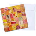 Card Motherhood celebrates the beautiful journey of raising a child, from pregnancy through every stage of growing up. Painted in warm coral, pink and orange tones, this artwork captures the love, resilience and joy that define motherhood. Card and white envelope