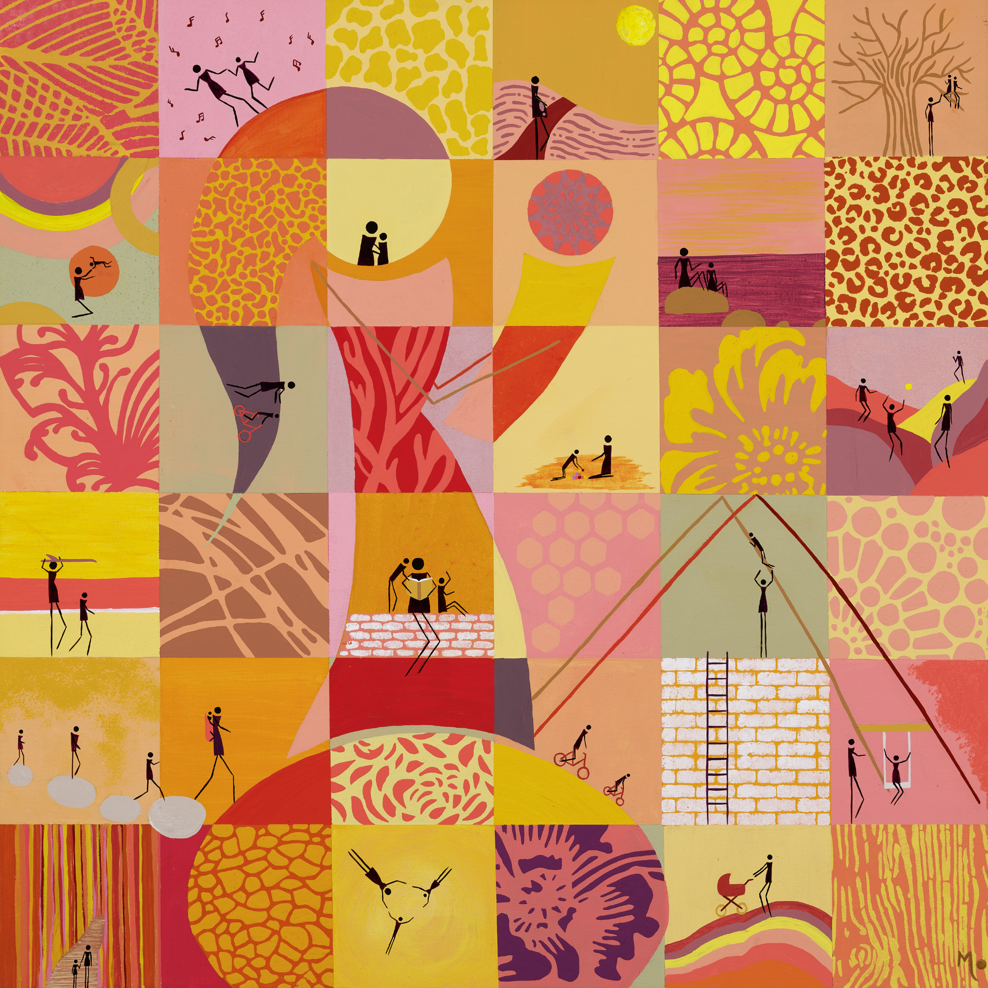 Card Motherhood celebrates the beautiful journey of raising a child, from pregnancy through every stage of growing up. Painted in warm coral, pink and orange tones, this artwork captures the love, resilience and joy that define motherhood. 
