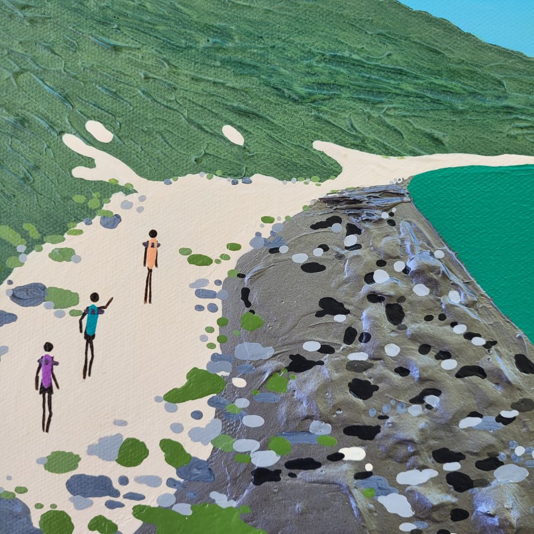 Break Through is an original painting inspired by Cosy Corner Blowhole, a spectacular section of the Cape to Cape Track in the Margaret River region of Western Australia. Capturing the rugged coastline and the spirit of exploration, this artwork celebrates the moments of adventure that make the South West so unforgettable. Close up