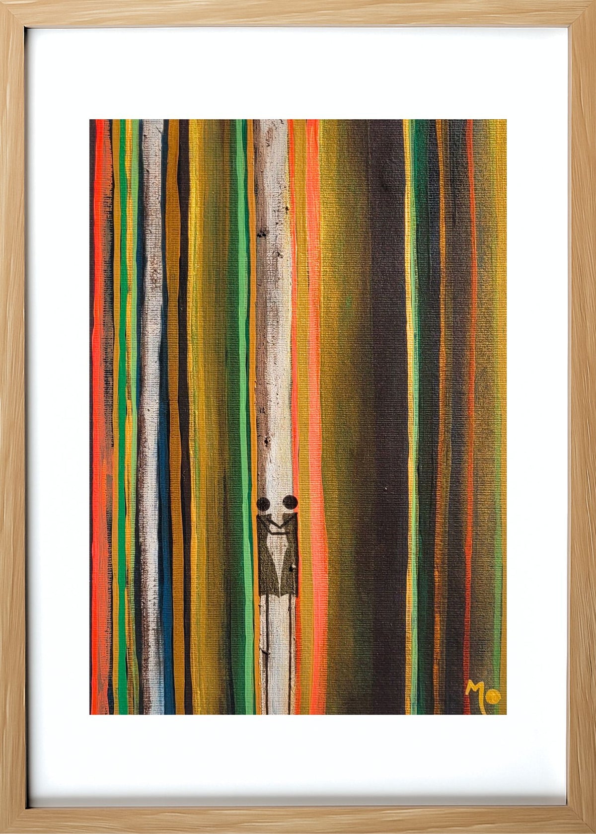 Elles, meaning "They" (feminine) in French, is an original painting from the L'Amour dans la forêt collection, inspired by the enchanting Boranup Forest in the Margaret River region of Western Australia. Set beneath the majestic karri trees, this artwork portrays two women together, celebrating love, authenticity and the freedom to share life's journey side by side. Framed in light wood