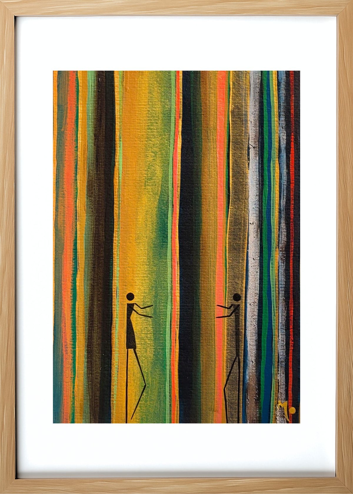 Ensemble, meaning "Together" in French, is an original painting from the L'Amour dans la forêt collection, inspired by the enchanting Boranup Forest in the Margaret River region of Western Australia. The artwork captures a couple walking towards one another beneath the majestic karri trees, symbolising the moment when two paths become one. Framed in light wood.