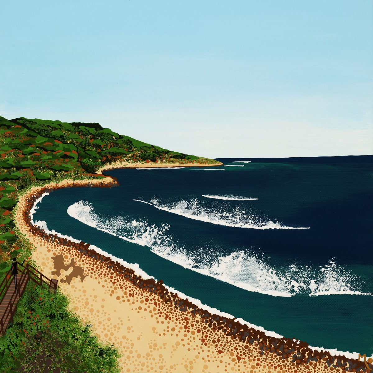 Inspired by beautiful Gracetown Bay in the Margaret River region of Western Australia, this artwork captures one of the South West's most loved coastal destinations, surrounded by rugged coastline and legendary surf breaks.