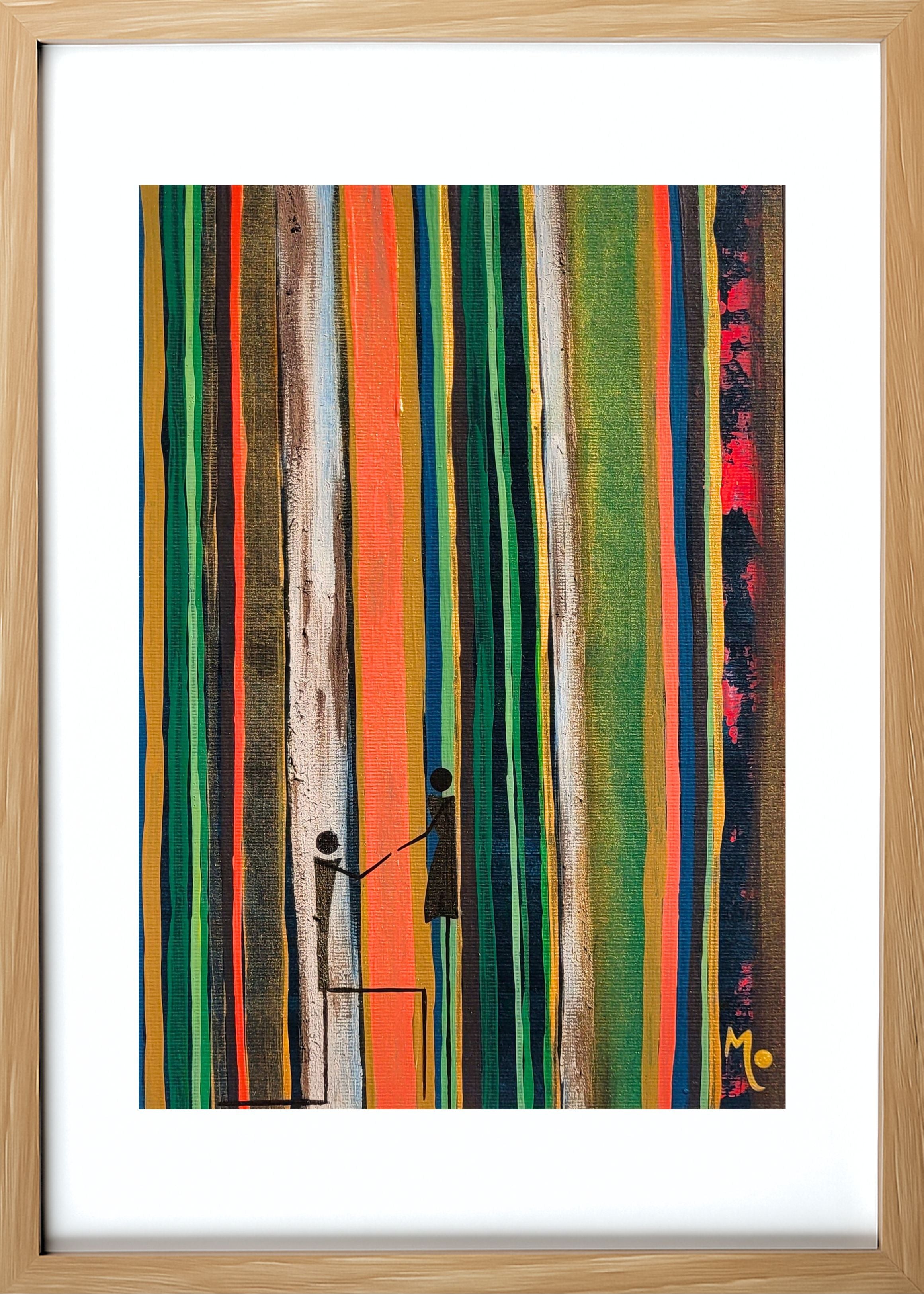 Original acrylic painting on paper inspired by Boranup Forest, Margaret River. "Oui!" celebrates a romantic proposal beneath the karri trees. Framed, signed and supplied with a Certificate of Authenticity. Free Australia-wide shipping.