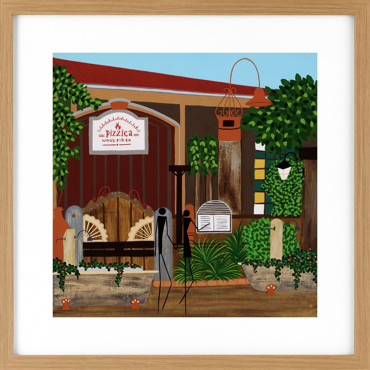 Inspired by Pizzica, a much-loved restaurant in the heart of Margaret River town and one of my favourite places to enjoy pizza with the family. This artwork captures a little piece of local life, filled with character, good food and happy memories. Framed in light wood